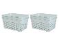 Set van zes lichtblauwe rechthoekige gevlochten manden