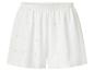 Witte dames shorts met broderie anglaise en elastische tailleband.