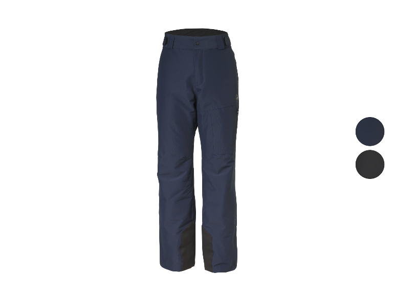 CRIVIT heren skibroek in donkerblauw met zwarte accenten en twee kleurstalen.