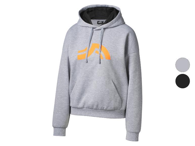 Grijze hoodie met oranje logo en zwarte capuchonvoering
