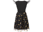 Batman kinderjurk met zwart lijfje en tule rok met gouden vleermuizen.