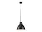 Zwarte hanglamp met metalen kap en snoer