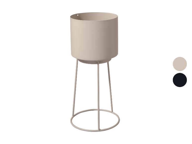 Beige bloempot met metalen standaard