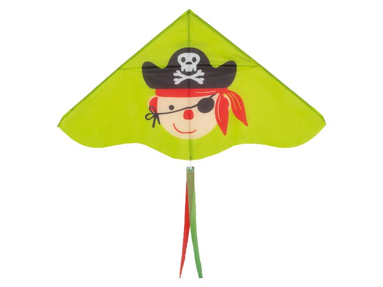 Een groene vlieger met piratenmotief.