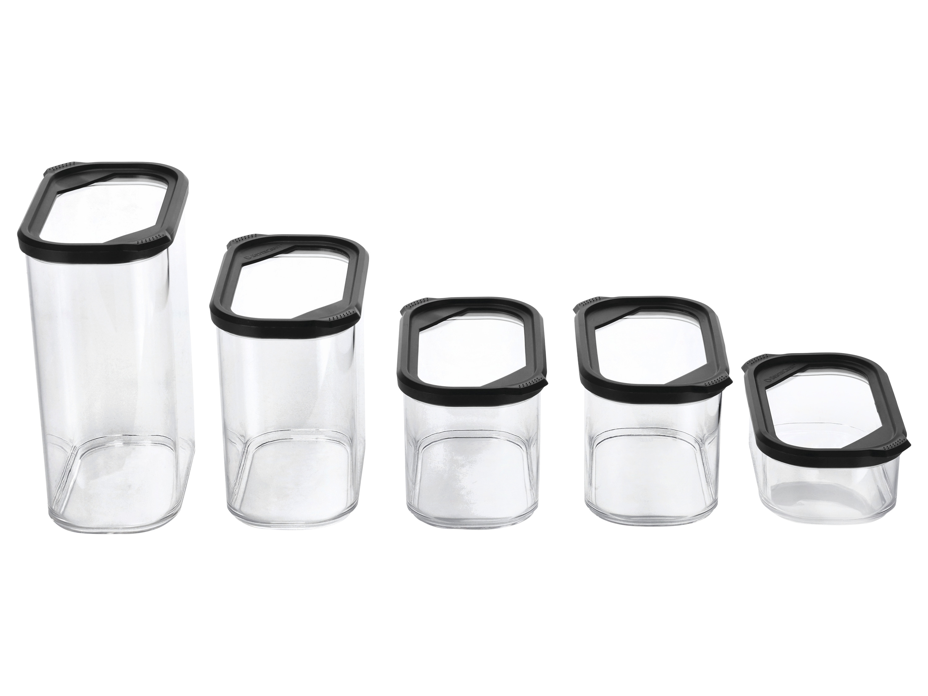 SILVERCREST Vershoudbakjes 5-delig (Set van 4 maten/zwart)