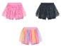 Tutu shorts voor meisjes: roze met gouden hartjes, donkerblauw met glitters, regenboog.