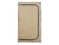 Beige draagbare opbergkast met zwarte rits op een witte achtergrond.