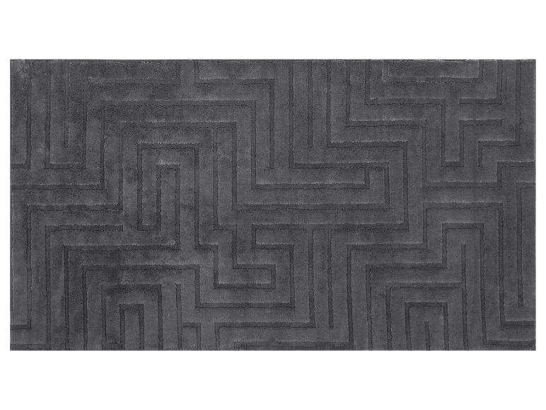 Grijs vloerkleed met geometrisch labyrintpatroon