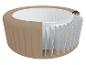 Dwarsdoorsnede van een ronde opblaasbare jacuzzi met interne structuur.