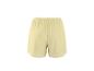 Lichtgele dames sportshort met witte details.