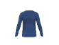Blauw sportshirt met lange mouwen en getextureerde panelen, achteraanzicht