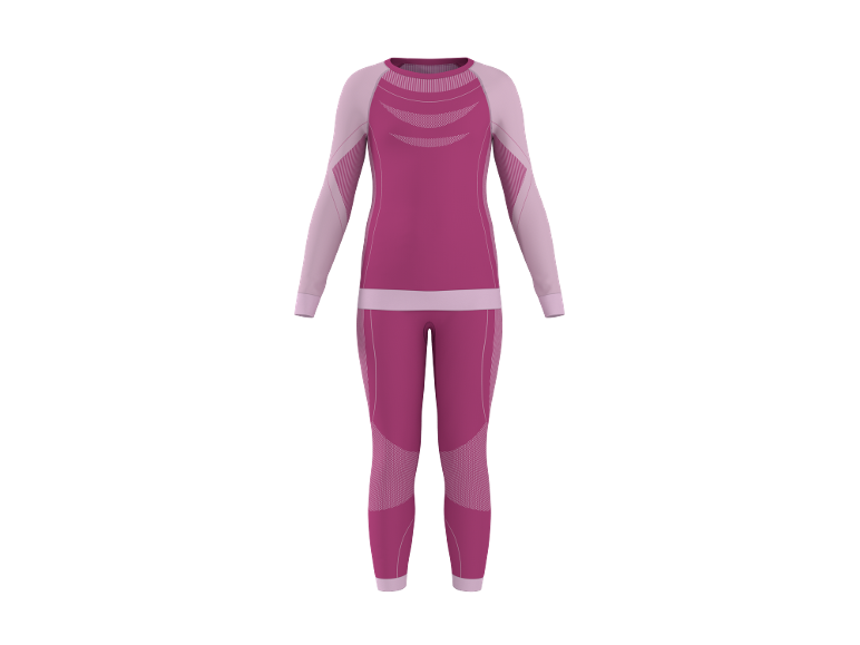 Dames thermisch ondergoedset in roze en lichtroze met lange mouwen en legging.