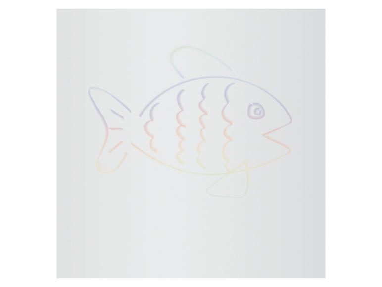Regenboogvis getekend op een witte achtergrond.