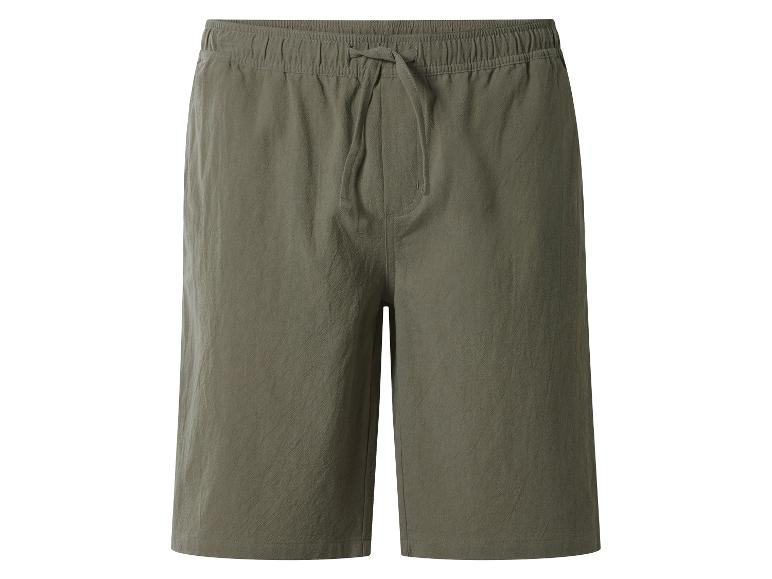 Khakikleurige herenshorts met elastische tailleband en trekkoord