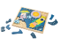 Houten puzzel met ruimtethema voor kinderen.