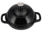 Zwarte gietijzeren pan SilverCrest met deksel.