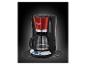 Een rode Russell Hobbs koffiezetapparaat met glazen kan.