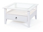 Witte salontafel met glazen blad en lade