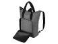 Grijze, converteerbare handtas en rugzak met geïntegreerde zak.