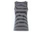 Donkerblauw-wit gestreept tanktop.