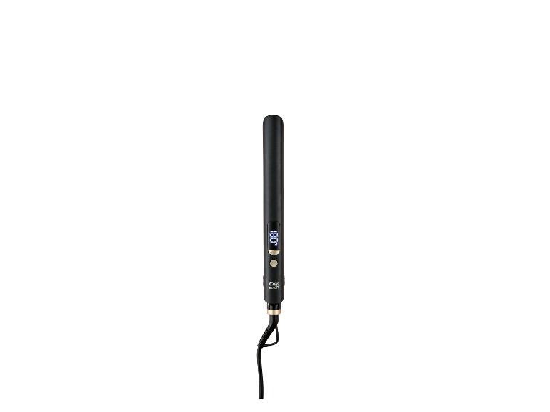 Zwarte stijltang met een digitaal display dat 180°C aangeeft.