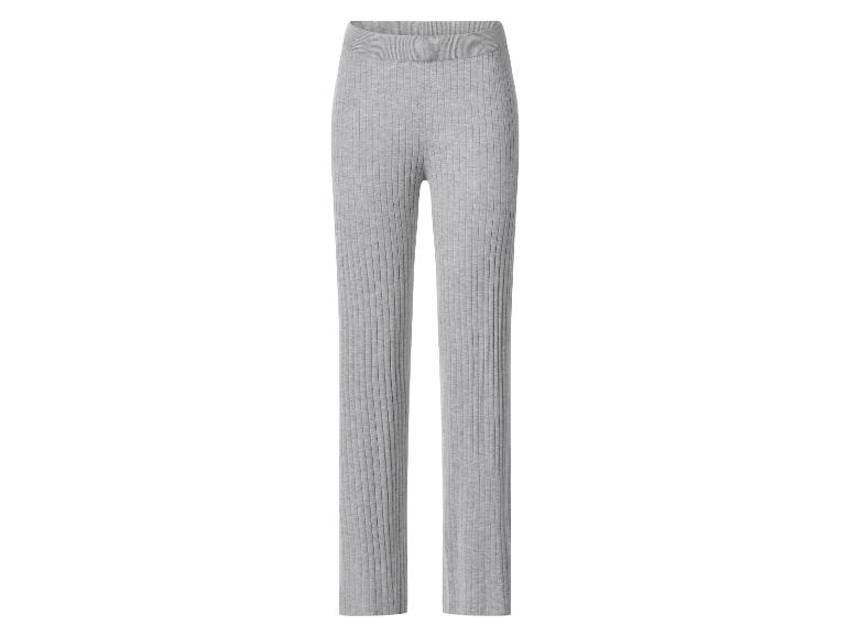 Grijze geribbelde broek met elastische tailleband.