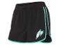 Zwarte sport shorts met turquoise details.