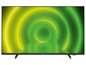 Een Philips-televisie met een abstract groene achtergrond.