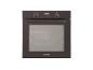 Zwarte elektrische oven met digitaal display en bedieningsknoppen.