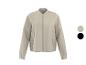 Beige bomberjack met rits en twee zakken, verkrijgbaar in twee kleuren.