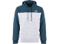 Tweekleurige herenhoodie in donkergroenblauw en lichtgrijs met een voorzak