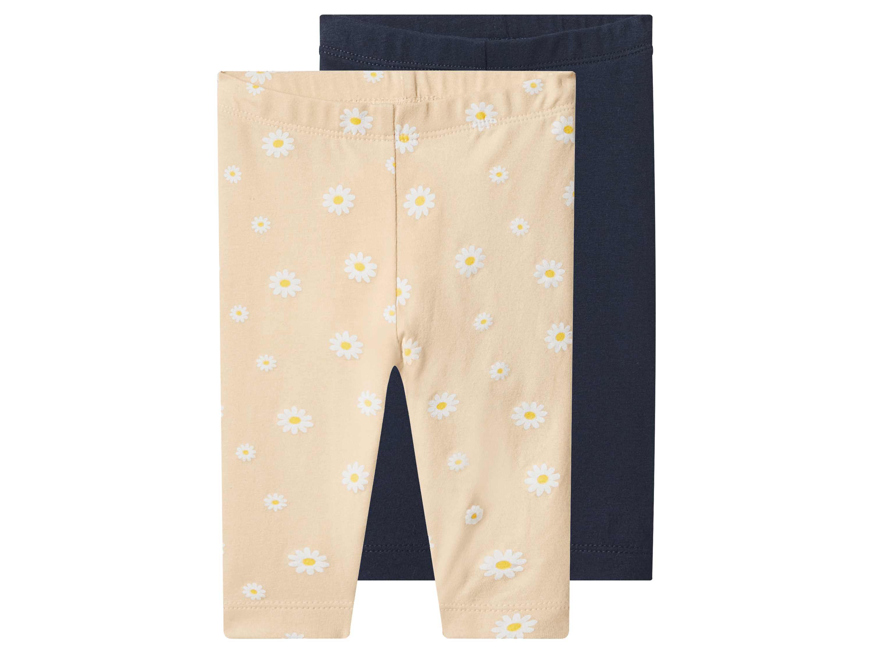 lupilu Set van 2 baby leggings (Beige/donkerblauw, 74/80)