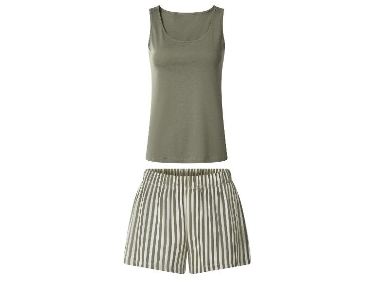 Zomerpyjama set met groene tanktop en gestreepte shorts