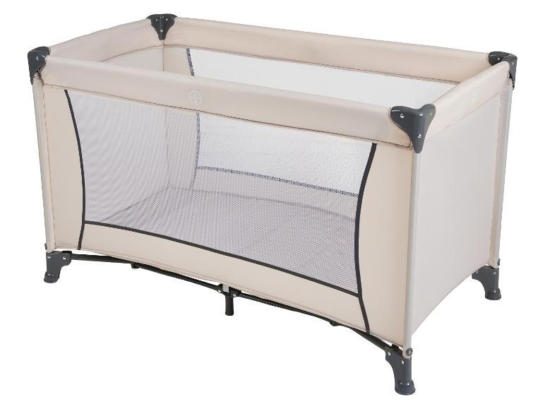 Opvouwbaar beige reisbedje met gaaszijden