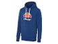 Een blauwe Ellesse hoodie met een grote logo op de borst.