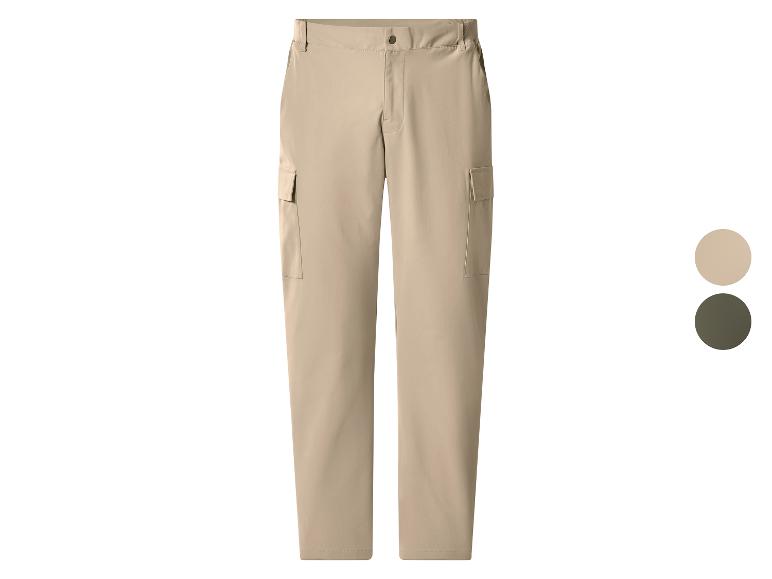Beige cargobroek voor heren met zijzakken, verkrijgbaar in twee kleuren.