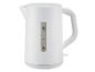 Witte waterkoker met waterpeilindicator en een maximale capaciteit van 1,7 liter.