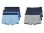 Boxershorts voor jongens: blauw, grijs en donkerblauw met printjes.