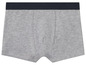 Grijze boxershorts met een donkerblauwe band.