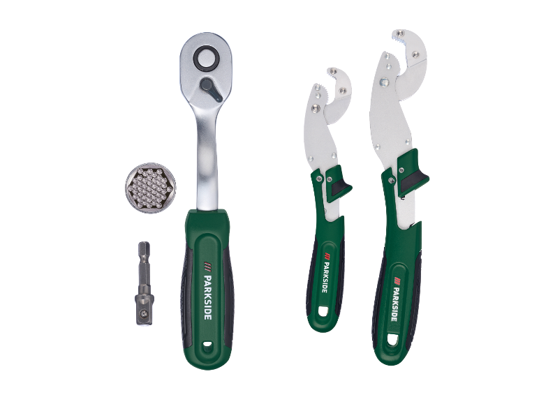 Parkside set met ratel en sleutels.