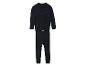Zwarte thermische ondergoedset met blauwe details, bestaande uit een top en broek.