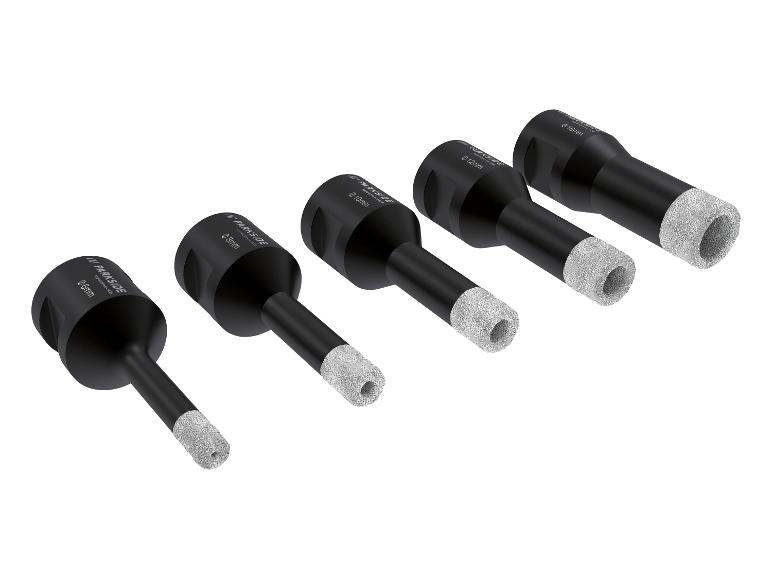 Een set van vijf Parkside Performance boorkoppen met verschillende diameters.