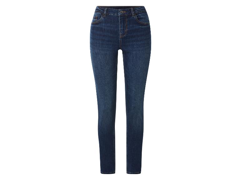 Donkerblauwe skinny jeans voor dames met hoge taille.