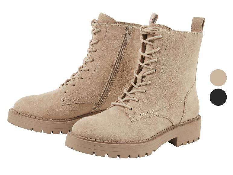Beige veterschoenen met dikke zool.