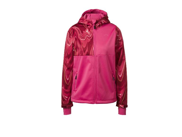 Roze en rood patroon capuchonjack met rits en zakken.