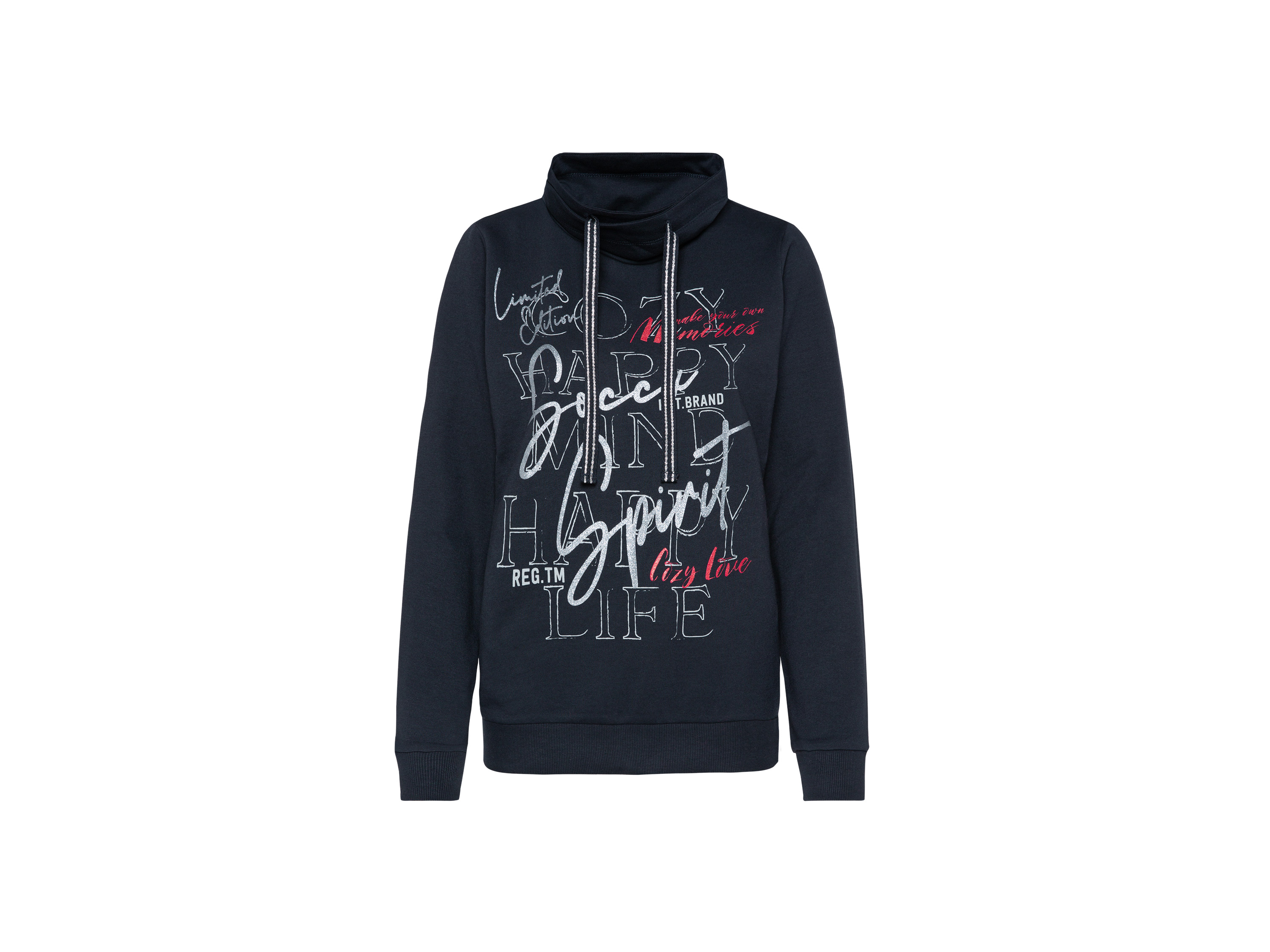 SOCCX Dames hoodie met glitterprint (Blauw/donkerblauw, S)