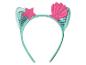 Turquoise zeemeermin haarband met kattenoren, roze zeester en schelp.