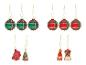 LIVARNO® glazen kerstballen en hangende decoraties met ruitpatroon.