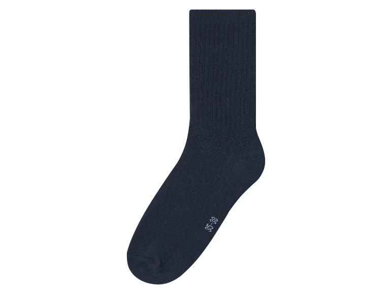 Donkerblauwe geribbelde sok met maatindicatie 35-38