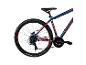 Scrap mountainbike met een blauw frame en rode accenten, met Kenda banden en Shimano onderdelen.